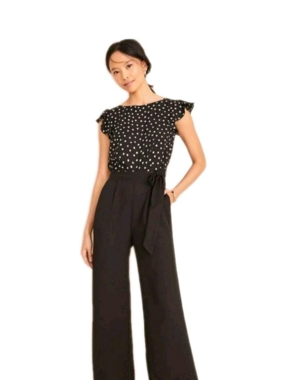 New Ann Taylor Polka Dot Jumpsuit/ Pants Suit Flutter Sleeve Womens Size 2